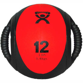 Fabrication Enterprises Inc 468151 CanDo® Dual-Handle Medicine Ball, 12 lb., 9" Dia (23 cm), Red image.