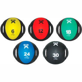 Fabrication Enterprises Inc 469612 CanDo® Dual-Handle Medicine Ball, 9" Dia (23 cm), 5 Color Set image.