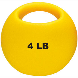Fabrication Enterprises Inc 508328 CanDo® One-Handle Medicine Ball, 4 lb., 9" Diameter, Yellow image.