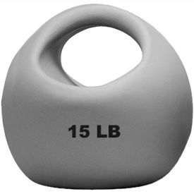 Fabrication Enterprises Inc 510520 CanDo® One-Handle Medicine Ball, 15 lb., 9" Diameter, Silver image.
