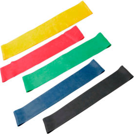 Fabrication Enterprises Inc 10-5269-10 CanDo® Exercise Band Loop, 15" Long, 5 Color Set, 10 Sets image.