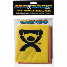 Fabrication Enterprises Inc 1234796 CanDo® Low Powder Exercise Band PEP™ Pack, 4 Band, Easy - Yellow, Red, Green image.