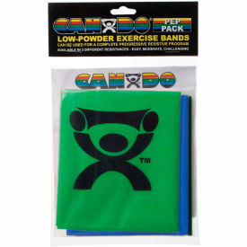 Fabrication Enterprises Inc 1235526 CanDo® Low Powder Exercise Band PEP™ Pack, 4 Band, Moderate - Green, Blue, Black image.