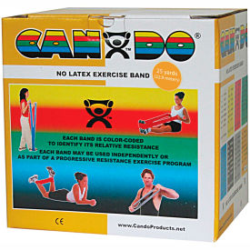 Fabrication Enterprises Inc 1365187 CanDo® Latex-Free Exercise Band, Gold, 25 Yard Roll, 1 Roll/Box image.