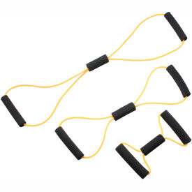 Fabrication Enterprises Inc 1436043 CanDo® BowTie™ Tubing Exerciser, Full Body Set -14", 22", 30"), Yellow, 3/Set image.