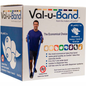 Fabrication Enterprises Inc 1543060 Val-u-Band® Latex Free Exercise Band, Blueberry - Level 4, 50 Yard Roll/Box image.