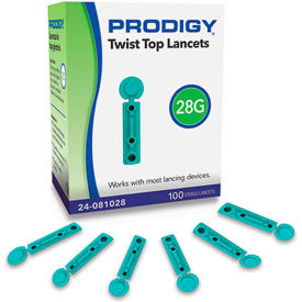Fabrication Enterprises Inc 67176 Prodigy® Twist Top Lancets, 28G, 100 Count image.