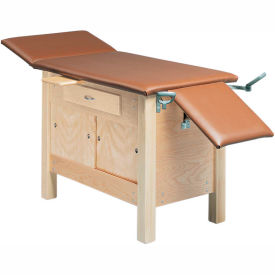 Fabrication Enterprises Inc 15-1073 Wooden Exam Table with Enclosed Cabinet, Drawer and Sliding Doors, 3-Section, 72"L x 24"W x 30"H image.