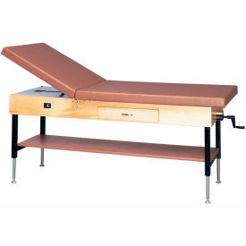 Manual Hi-Low Upholstered Treatment Table with Shelf and Drawer, 78
