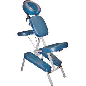 Fabrication Enterprises Inc 15-3730B Portable Massage Chair, Blue Vinyl Upholstery, 500 lb. Capacity image.