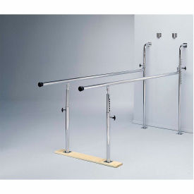 Fabrication Enterprises Inc 15-4010 Wall Mounted Wood Base Folding Parallel Bars, Height Adjustable, 7 L image.