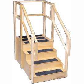Fabrication Enterprises Inc 15-4200 One-Sided Training Stairs with Platform, 55"L x 30"W x 54"H image.
