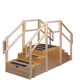 Fabrication Enterprises Inc 15-4203 Two-Sided Compact Training Stairs with Platform, 96"L x 36"W x 60"H image.