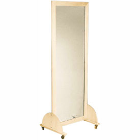 Fabrication Enterprises Inc 19-1101 Plate Glass Mirror with Mobile Caster Base, Vertical, 28"W x 75"H image.