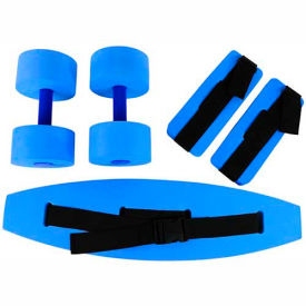 Fabrication Enterprises Inc 20-4201B CanDo® Deluxe Aquatic Exercise Kit (Jogger Belt, Ankle Cuffs, Hand Bars), Medium, Blue image.
