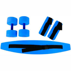 Fabrication Enterprises Inc 20-4202B CanDo® Deluxe Aquatic Exercise Kit (Jogger Belt, Ankle Cuffs, Hand Bars), Large, Blue image.