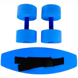 Fabrication Enterprises Inc 20-4210B CanDo® Standard Aquatic Exercise Kit (Jogger Belt, Hand Bars), Small, Blue image.