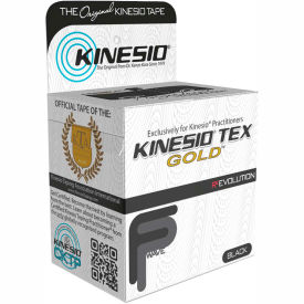 Fabrication Enterprises Inc 24-4873-6 Kinesio® Tex Gold FP Kinesiology Tape, 2" x 5.5 yds, Black, 6 Rolls image.
