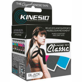 Fabrication Enterprises Inc 24-4893-6 Kinesio® Tex Classic Kinesiology Tape, 2" x 4.4 yds, Black, 6 Rolls image.