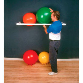 White PVC Wall Rack For Inflatable Exercise Balls, 1 Shelf, Holds 3 Balls, 64