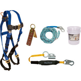 FallTech 8593A Roofer's Kit with 7015 Harness, 3' Shock Absorbing Lanyard & Roof Anchor