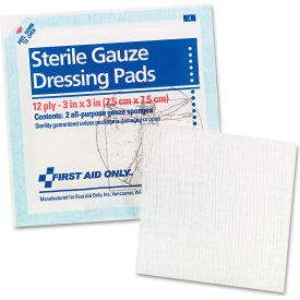 First Aid Only™ SmartCompliance™ Gauze Pad Sterile 12-Ply 3" x 3" 5 Dual-Pads/Pack