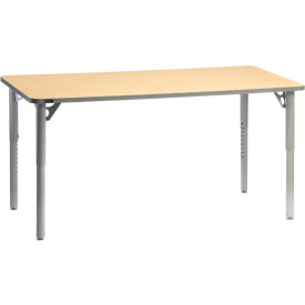 MityBilt Aktivity Rectangle Table 60"L x 24"W x 22" - 30"H Maple Top Light Gray Edge Band 