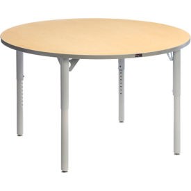 MityBilt Aktivity Round Table 60" Dia. x 22" - 30"H Gray Nebula Top Charcoal Edge Band 