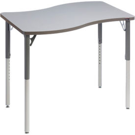 MityBilt Conekt Linx SURF Table 48"L x 30"W x 22" - 30"H Crisp Linen Top Black Frame 