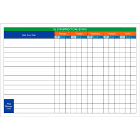 Visual Workplace Acrylic Dry Erase Board 5S Standard Work 1/8" Thick 36"W x 24"H 