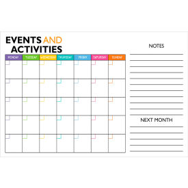 Visual Workplace Acrylic Dry Erase Board Events Calendar 1/8" Thick 36"W x 24"H 