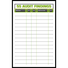 Visual Workplace Acrylic Dry Erase Board 5S Audit Findings 1/8" Thick 24"W x 36"H 