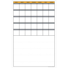 Visual Workplace Acrylic Dry Erase Board Calendar + Notes 1/8" Thick 24"W x 36"H 
