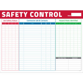 Visual Workplace Acrylic Dry Erase Board Contractor Safety Control 1/8" Thick 48"W x 36"H 