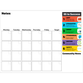 Visual Workplace Acrylic Dry Erase Board Calendar - 6S Notes 1/8" Thick 48"W x 36"H 