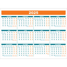Visual Workplace Acrylic Dry Erase Board 2025 Calendar 1/8" Thick 48"W x 36"H 