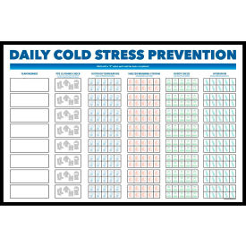 Visual Workplace Acrylic Dry Erase Board Daily Cold Stress Prevention Chart 1/8" Thick48"W x 36"H 