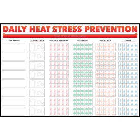 Visual Workplace Acrylic Dry Erase Board Daily Heat Stress Prevention 1/8" Thick 48"W x 36"H 