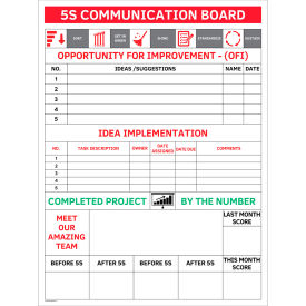 Visual Workplace Acrylic Dry Erase Board 5S Communication 1/8" Thick 36"W x 48"H 