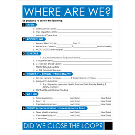 Visual Workplace Acrylic Dry Erase Board Gemba - Where Are We 1/8" Thick 36"W x 48"H 