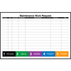 Visual Workplace Acrylic Dry Erase Board Maintenance Work Request 1/8" Thick 72"W x 48"H 