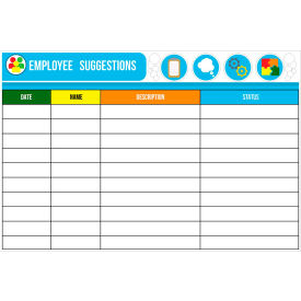 Visual Workplace Acrylic Dry Erase Board Dept. Employee Suggestion 1/8" Thick 72"W x 48"H 