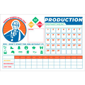 Visual Workplace Magnetic Dry Erase Overlay Safety Calendar 36"W x 24"H 