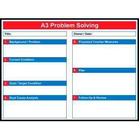 Visual Workplace Magnetic Dry Erase Overlay A3 Problem Solving 48"W x 36"H 