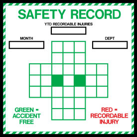 Visual Workplace Non-Magnetic Dry Erase Overlay Safety Record 24"W x 24"H 