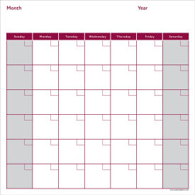 Visual Workplace Non-Magnetic Dry Erase Overlay Month Calendar 24"W x 24"H 