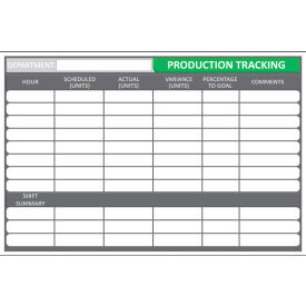 Visual Workplace Non-Magnetic Dry Erase Overlay Production Tracking 36"W x 24"H 