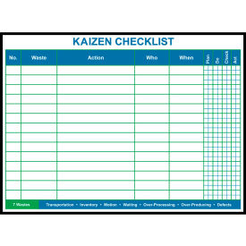 Visual Workplace Non-Magnetic Dry Erase Overlay Kaizen Checklist 48"W x 36"H 