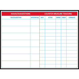 Visual Workplace Non-Magnetic Dry Erase Overlay Ideas Counter Measure Board 48"W x 36"H 