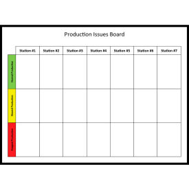 Visual Workplace Non-Magnetic Dry Erase Overlay Production Issues Board 48"W x 36"H 